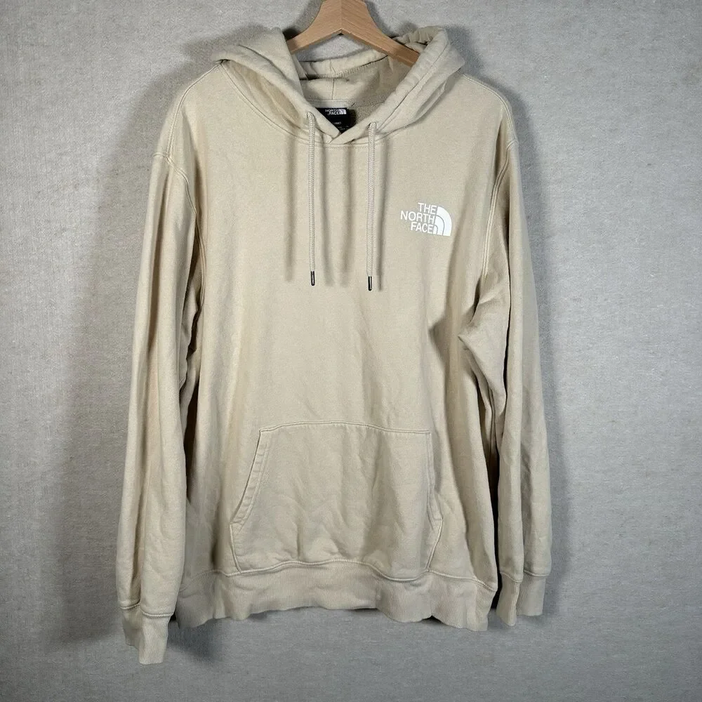 The North Face Hooded Sweatshirt Mens Extra Large XL Beige Outdoor Logo